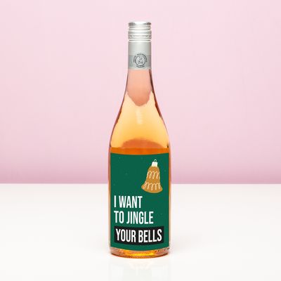 Wijnfles kerst I want to jingle your bells - Rosé (Blush Rosé)