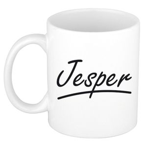 Naam cadeau mok / beker Jesper met sierlijke letters 300 ml   -