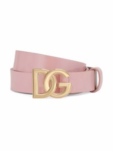 Dolce & Gabbana Kids ceinture en cuir verni à logo DG - Rose