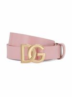 Dolce & Gabbana Kids ceinture en cuir verni à logo DG - Rose - thumbnail