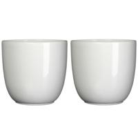 Mica Decorations Bloempot/plantenpot - Set van 3x stuks - wit - keramiek - D19 cm x H18 Mica Decorations Bloempot/plantenpot - Set van 3x stuks - wit - keramiek - D19 cm x H18