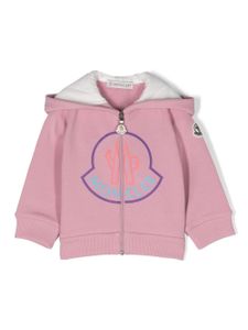 Moncler Enfant logo-print cotton hoodie - Rose