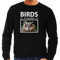 Uil foto sweater zwart voor heren - birds of the world cadeau trui Uilen liefhebber 2XL  - - thumbnail