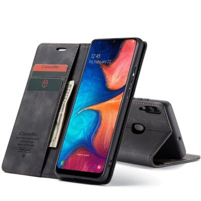 CaseMe-013 multifunctionele retro Frosted horizontale Flip lederen case voor de Galaxy A20/A30 met kaartsleuf & houder & portemonnee (zwart)