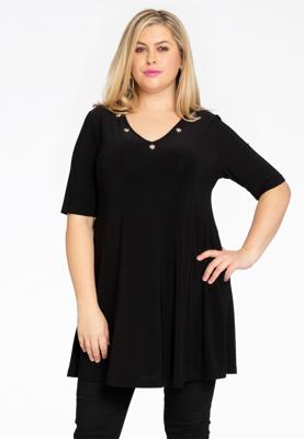 Yoek Tuniek wide bottoms | Zwart | Maat 46/48