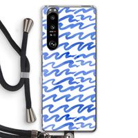 Blauwe golven: Sony Xperia 1 III Transparant Hoesje met koord