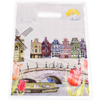 Tas | Tulp | Gerecycled LDPE | dKT | 38x45cm | bodemvouw 8cm | draagtas | 500 stuks