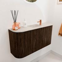 Toiletmeubel Mondiaz Joya Dlux | 83.2 cm | Meubelkleur Walnut | Faye wastafel Ostra Wasbak Midden | 1 kraangat