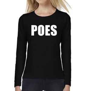 POES tekst t-shirt long sleeve zwart voor dames