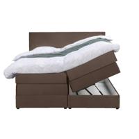 Leen Bakker - Boxspring Met Opbergruimte Liv Egaal - 180x200 Cm - Stof/Velvet - Bruin