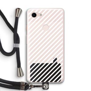 Strepen zwart-wit: Pixel 3 XL Transparant Hoesje met koord