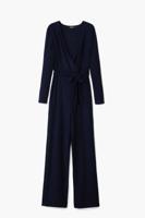 Vloeiende jumpsuit met riem - BLUE - XL