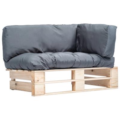 Tuinbank pallet met grijze kussens grenenhout