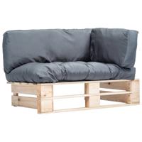Tuinbank pallet met grijze kussens grenenhout