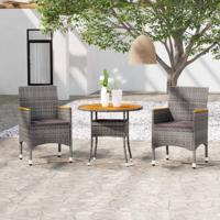3-delige Tuinset poly rattan grijs