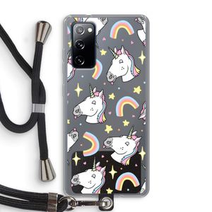 Rainbow Unicorn: Samsung Galaxy S20 FE / S20 FE 5G Transparant Hoesje met koord