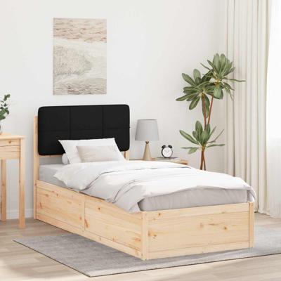 Bedframe met Gevoerd Hoofdgedeelte Zwart 75 x 190 cm Bedframe met Gevoerd Hoofdgedeelte Zwart 75 x 190 cm
