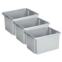 Sunware Opslagbox - 3 stuks - kunststof 32 liter lichtgrijs 45 x 36 x 24 cm