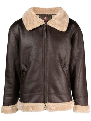 Alpha Industries veste boutonnée en cuir artificiel - Marron