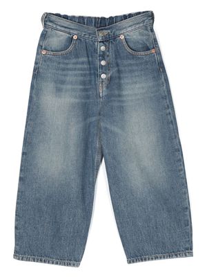 MM6 Maison Margiela Kids jean droit à patch logo - Bleu