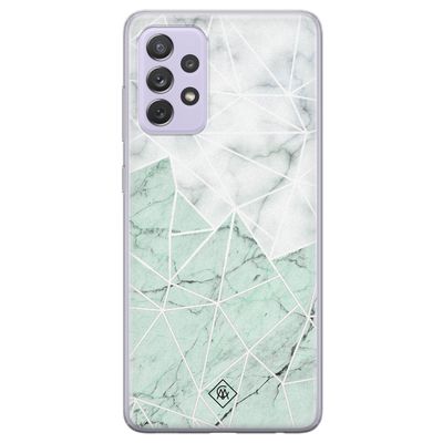 Samsung Galaxy A72 siliconen telefoonhoesje - Marmer mint mix