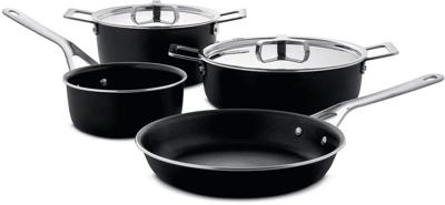 Alessi Pannenset Pots&Pans - AJM100S6 A - Zwart - door Jasper Morrison - 4 Delig