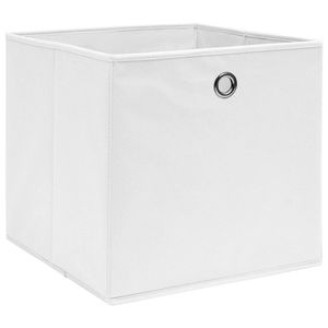 The Living Store Opbergbox - Set van 4 - 28 x 28 x 28 cm - Wit - Nonwoven stof