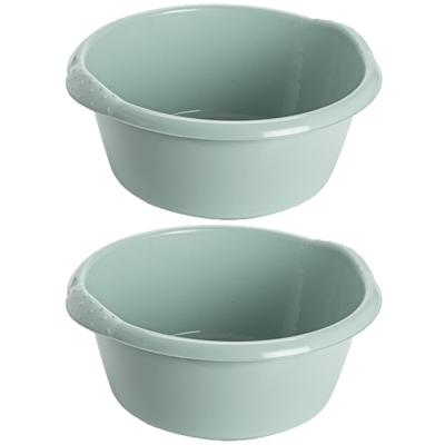 Hega Hogar afwas teiltje - 2x stuks - mintgroen - 6 Liter - Kunststof - Rond - 32 x 13 cm