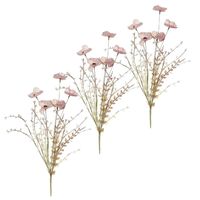 Set van 8x stuks roze papavers/klaproos gedroogde kunstbloemen 53 cm