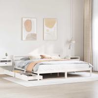 Bedframe zonder matras massief grenenhout wit 200x200 cm