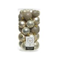 Decoris kerstballen - 30x st - champagne - 4-5-6 cm - kunststof - kerstversiering