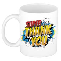 Super thank you cadeau koffiemok / beker - wit - strip stijl / popart - super bedankt cadeau