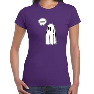 Halloween verkleed t-shirt dames - spook - paars - geest - themafeest outfit