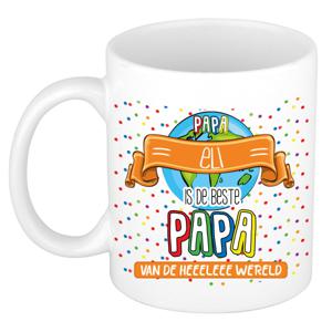 Naam mok papa Eli - wit - de beste - keramiek - 300 ml - Vaderdag/verjaardag