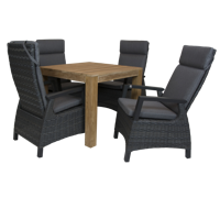 Alberto teak tuintafel 92.5 x 92.5 met Qopps Darwin verstelbare tuinstoel