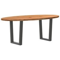 Eettafel 200x100x74 cm ovaal massief eikenhout lichtbruin