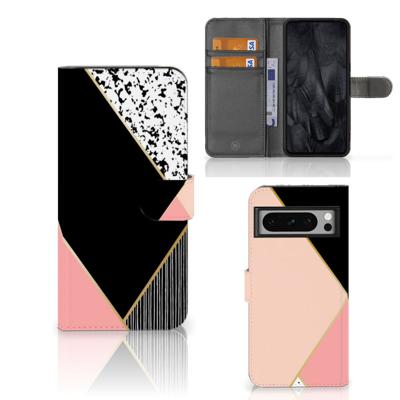 Google Pixel 8 Pro | Book Case | Zwart Roze Vormen