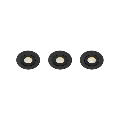 Set 3x Libra LED mini spot kantelbaar 3Watt rond ZWART IP65 dimbaar