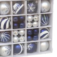 Kerstballen pakket - 42x stuks - zilver/donkerblauw - diverse formaten - kunststof