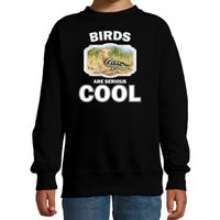Sweater birds are serious cool zwart kinderen - vogels/ hop vogel trui