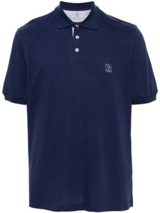 Brunello Cucinelli polo en coton piqué à logo imprimé - Bleu