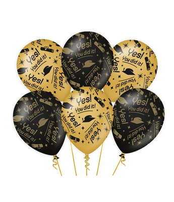 Classy Ballonnen You Did It Zwart/Goud (6st)