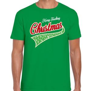 Fout kerst t-shirt merry fucking Christmas groen voor heren