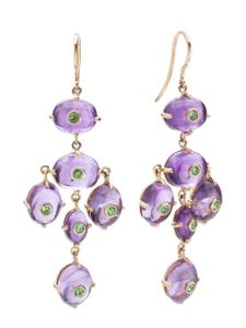 Tamara Taichman 14tk yellow gold Girandole amethysts and sapphire drop earrings - Violet