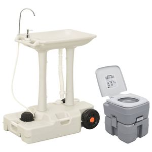 vidaXL Campingtoilet en wasbak set draagbaar