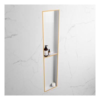 Wandnis Solid Surface Easy | In- en opbouw | 30x90x8 cm | 2 vakken | Ocher/Talc