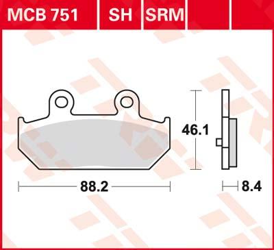 TRW Remblokken, en remschoenen voor de moto, MCB751SRM Sinter maxi scooter