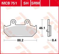TRW Remblokken, en remschoenen voor de moto, MCB751SRM Sinter maxi scooter