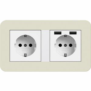 Gira E3 dubbel stopcontact 2x USB zand wit