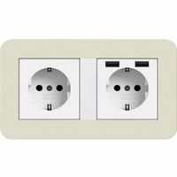 Gira E3 dubbel stopcontact 2x USB zand wit